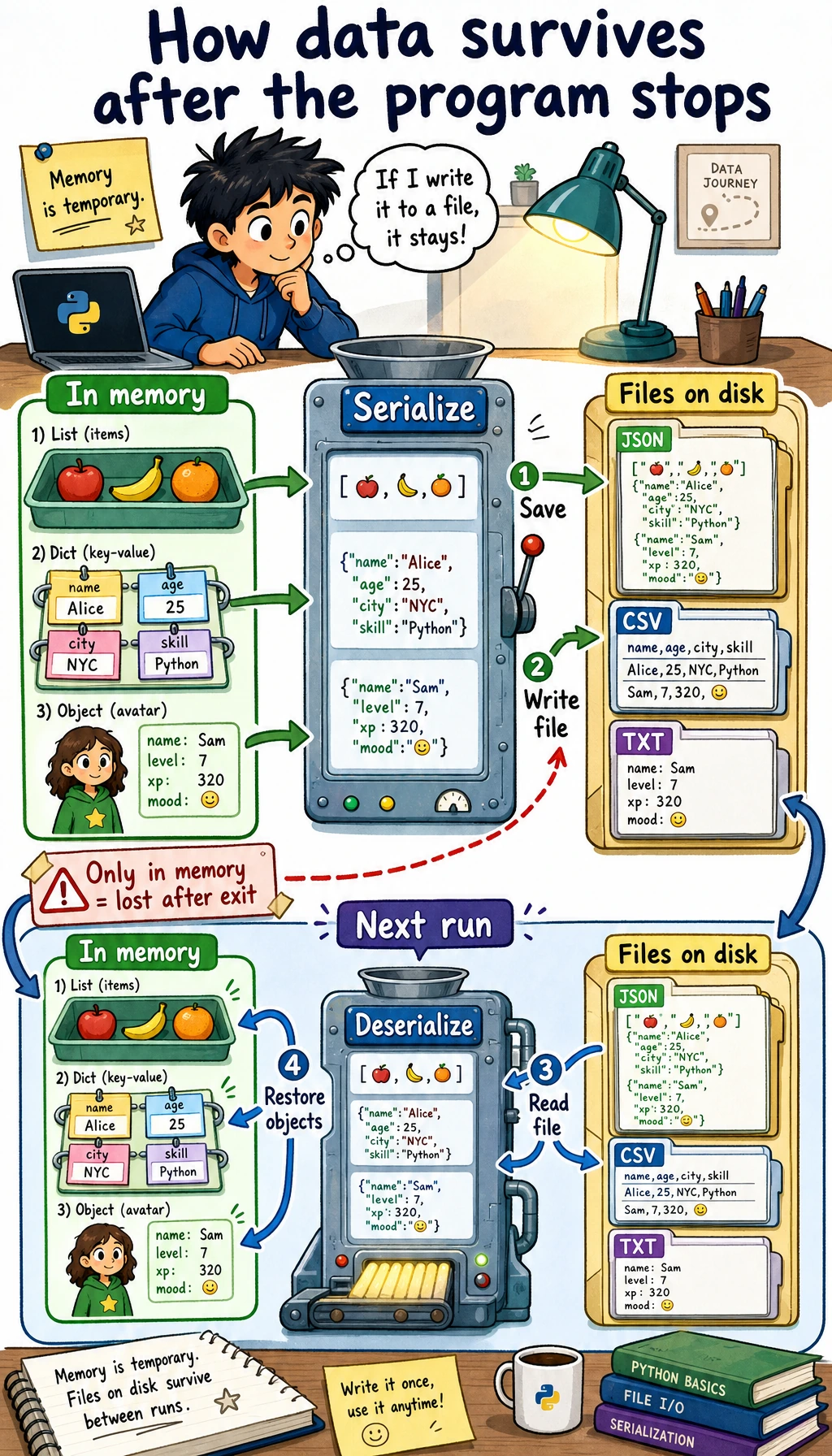 File reading/writing and serialization flowchart