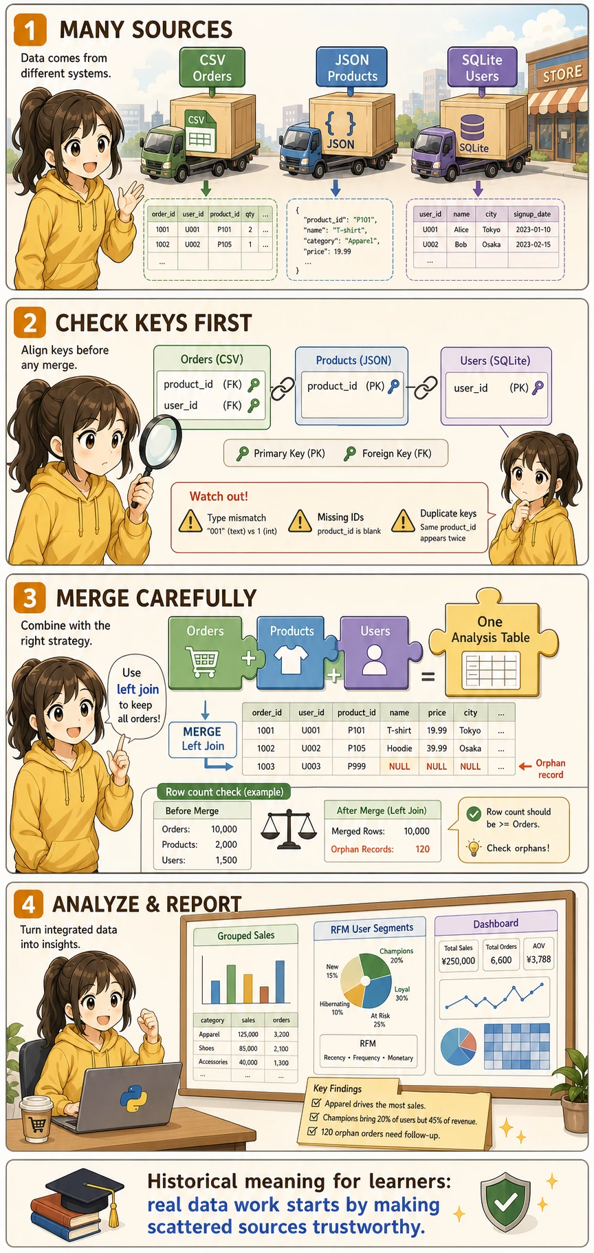 Multi-source data integration key-check workflow