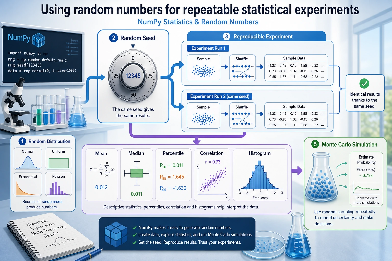 NumPy Random Numbers and Statistics Map