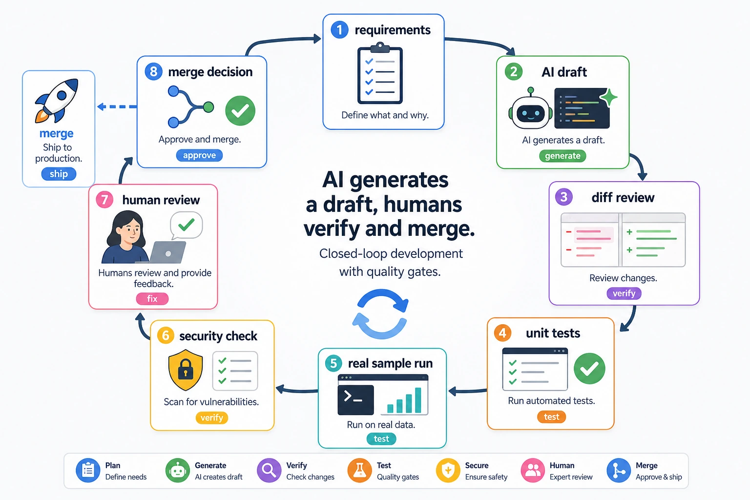 Human verification closed loop for AI-assisted programming
