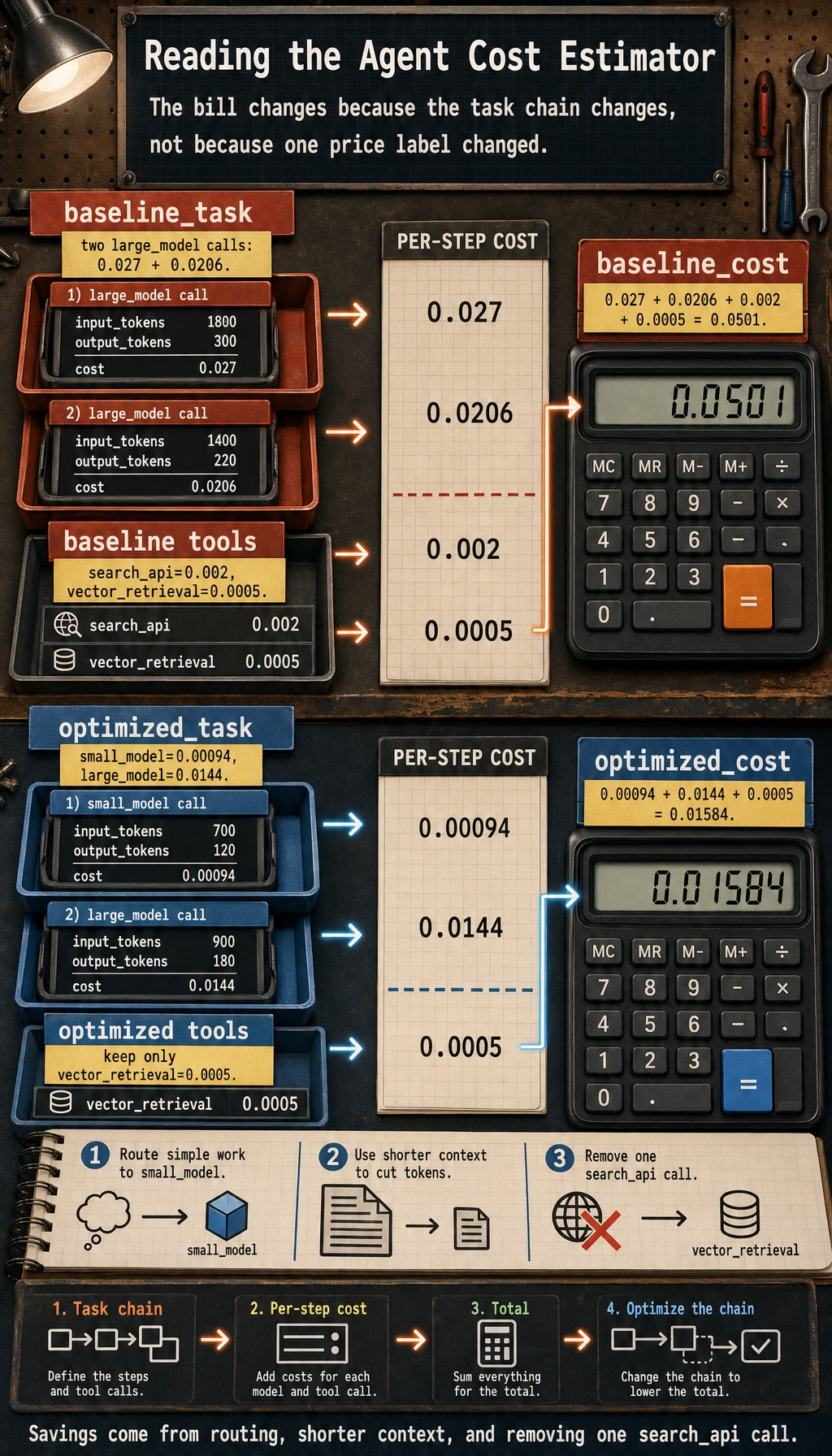 Agent cost estimator result map