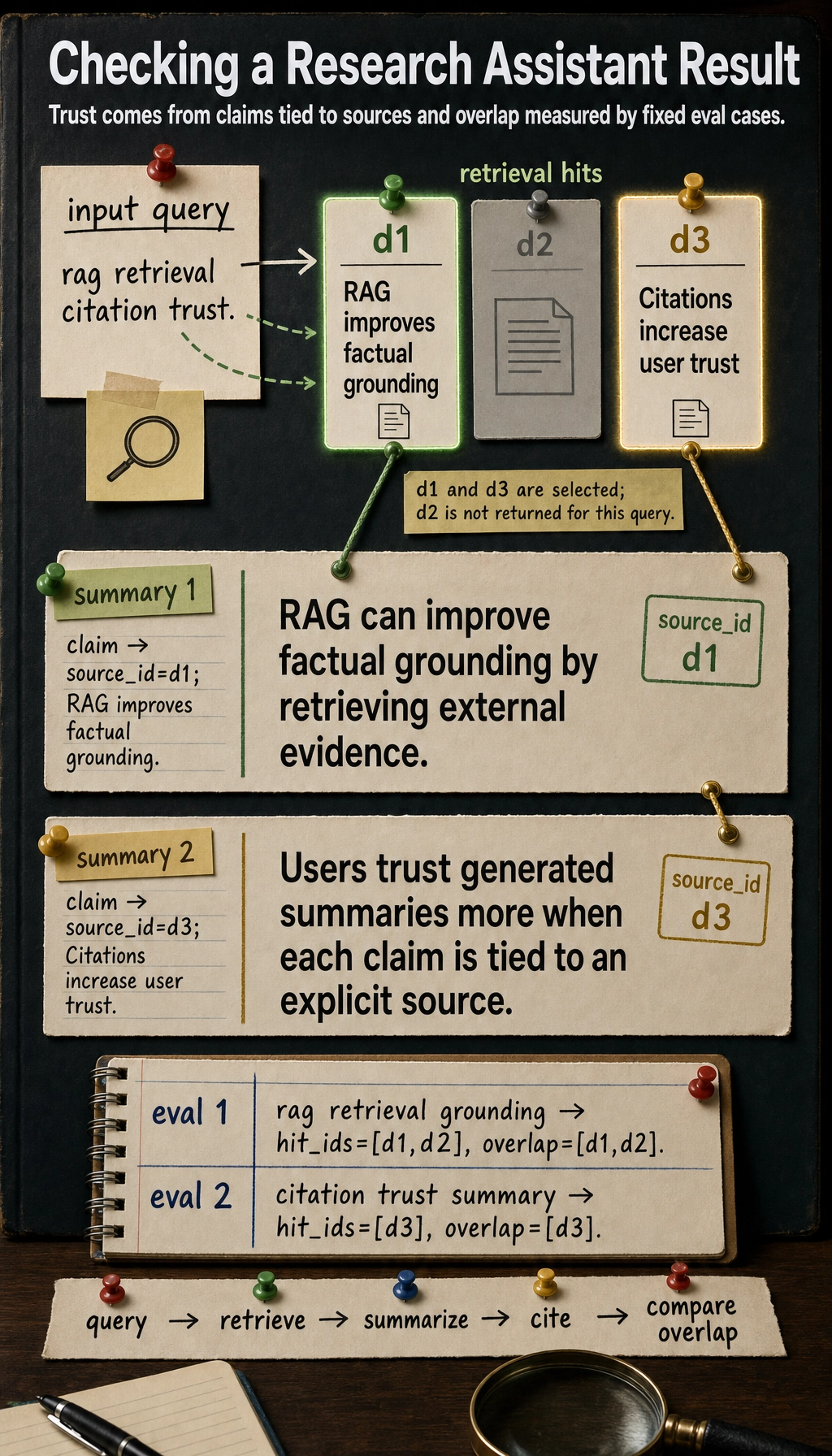 Research assistant citation and evaluation result map