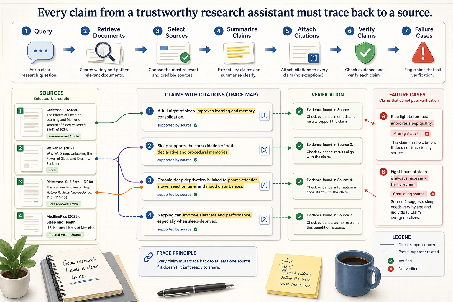 Research assistant citation trace map