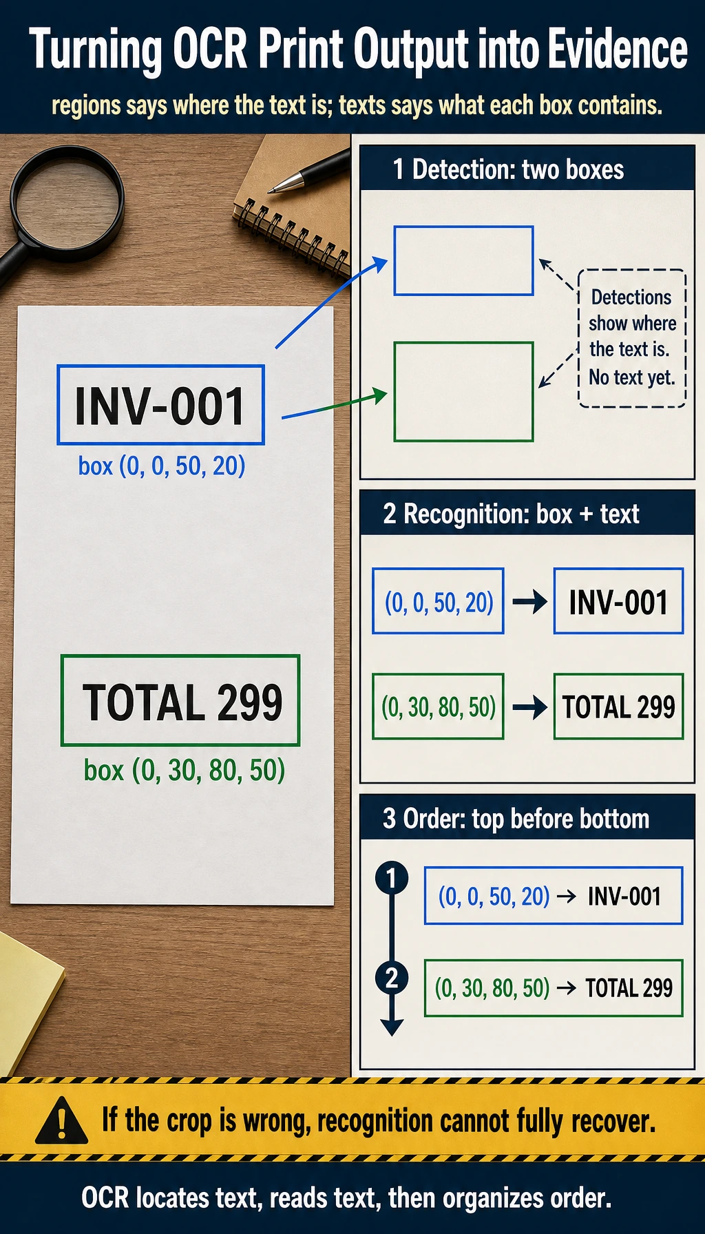 OCR region text and reading order result map