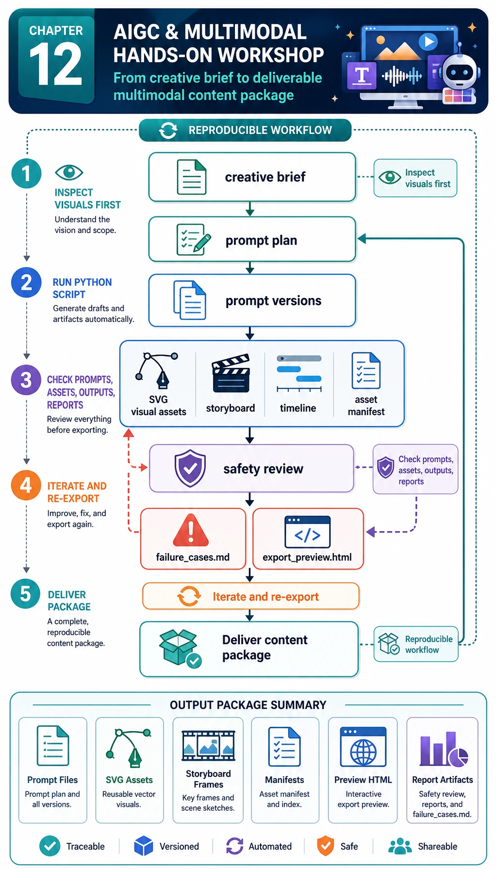 Multimodal creative package pipeline