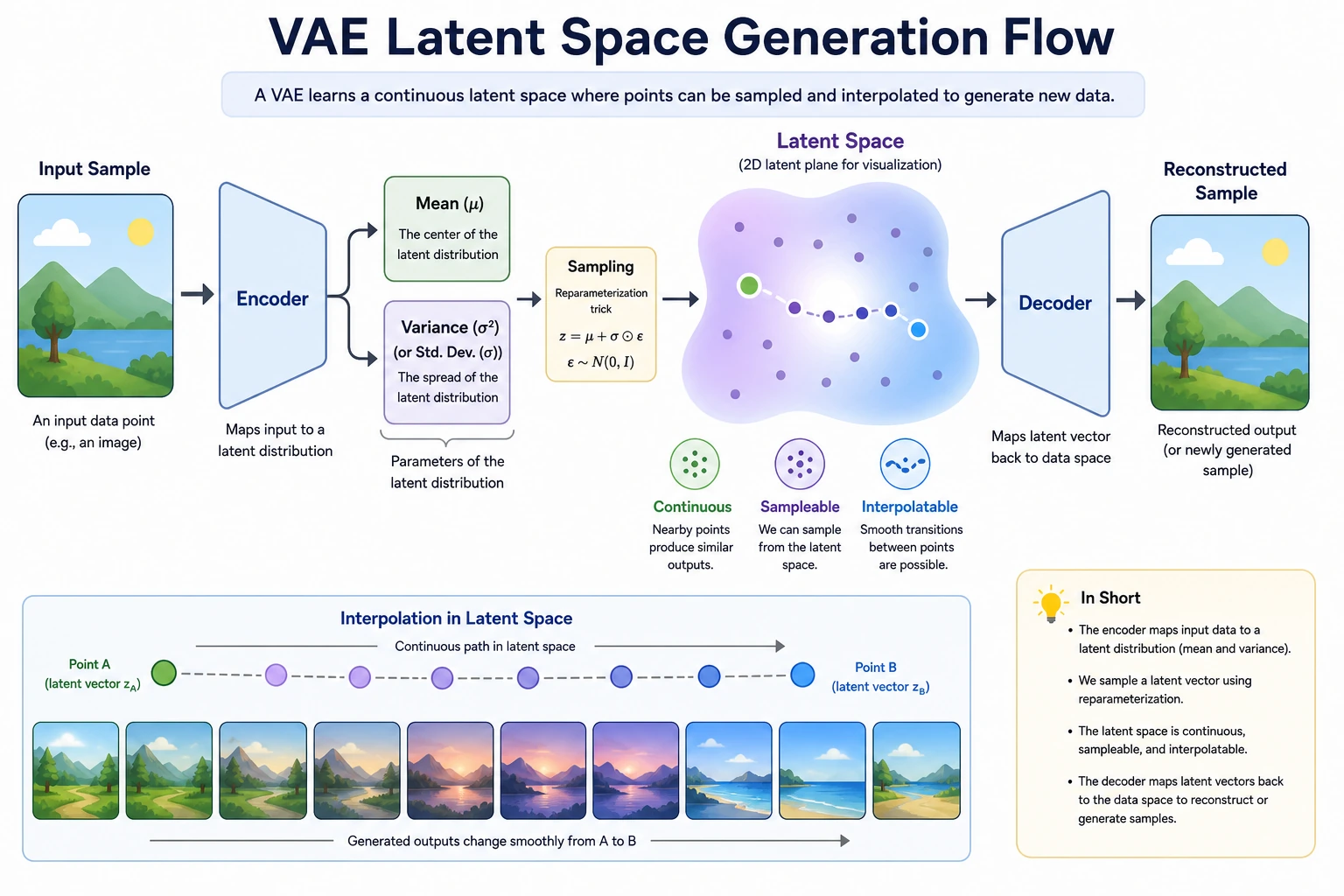 VAE latent space generation flowchart