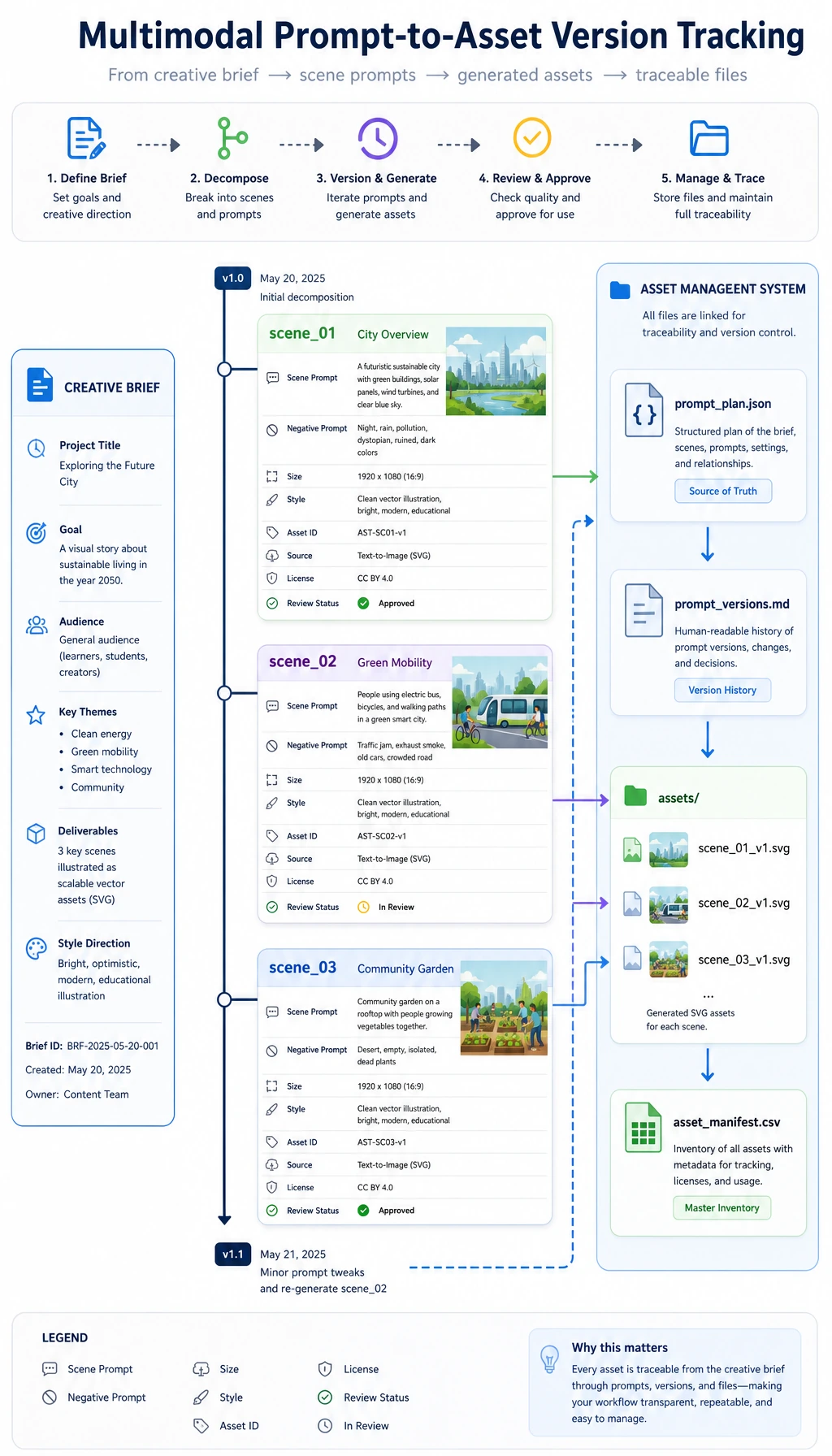 Prompt, asset, and version map