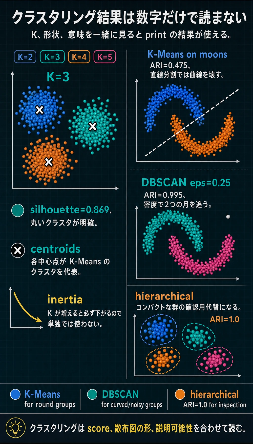 クラスタリング実験結果の読み方