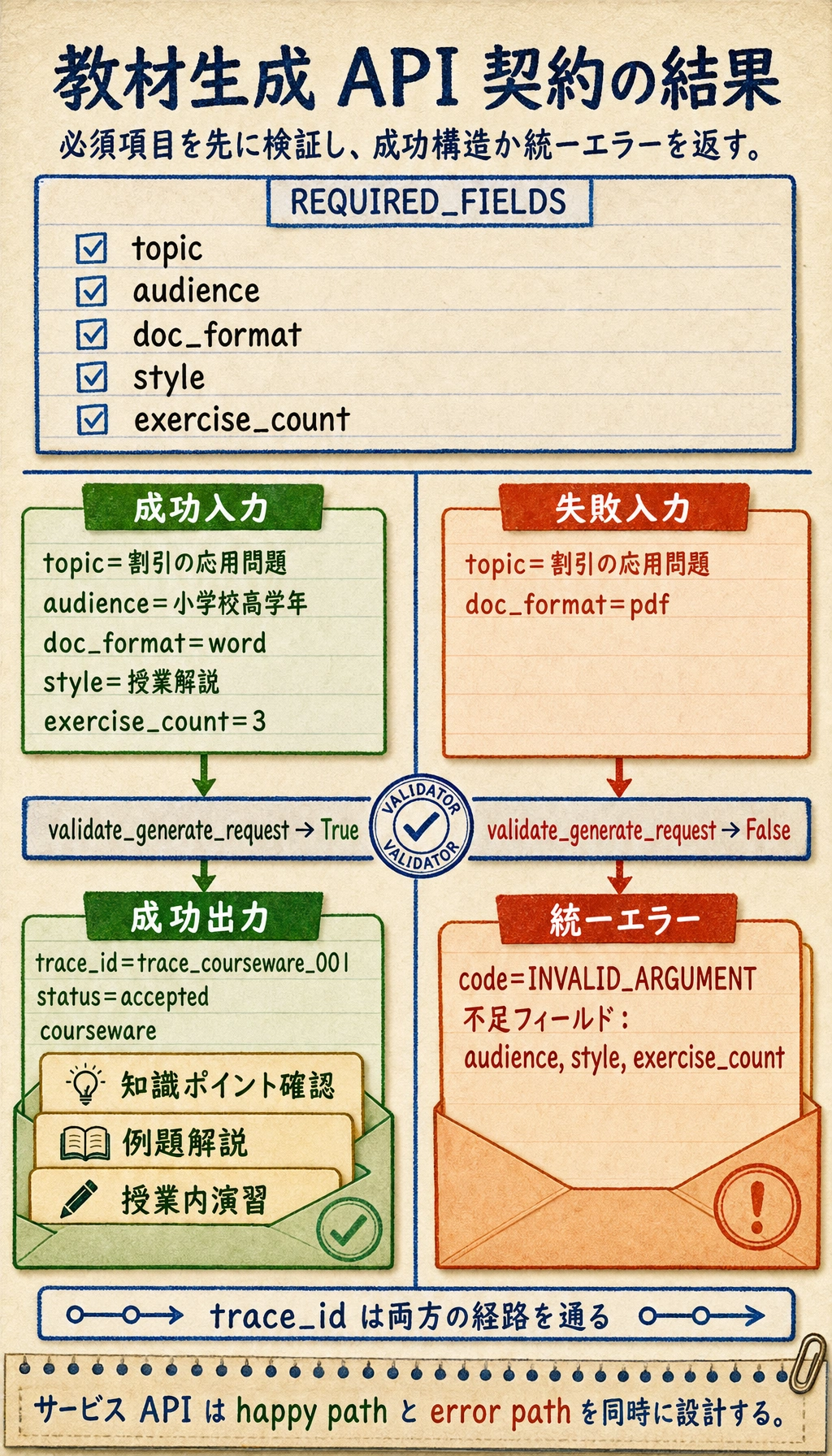教材生成 API 契約結果図