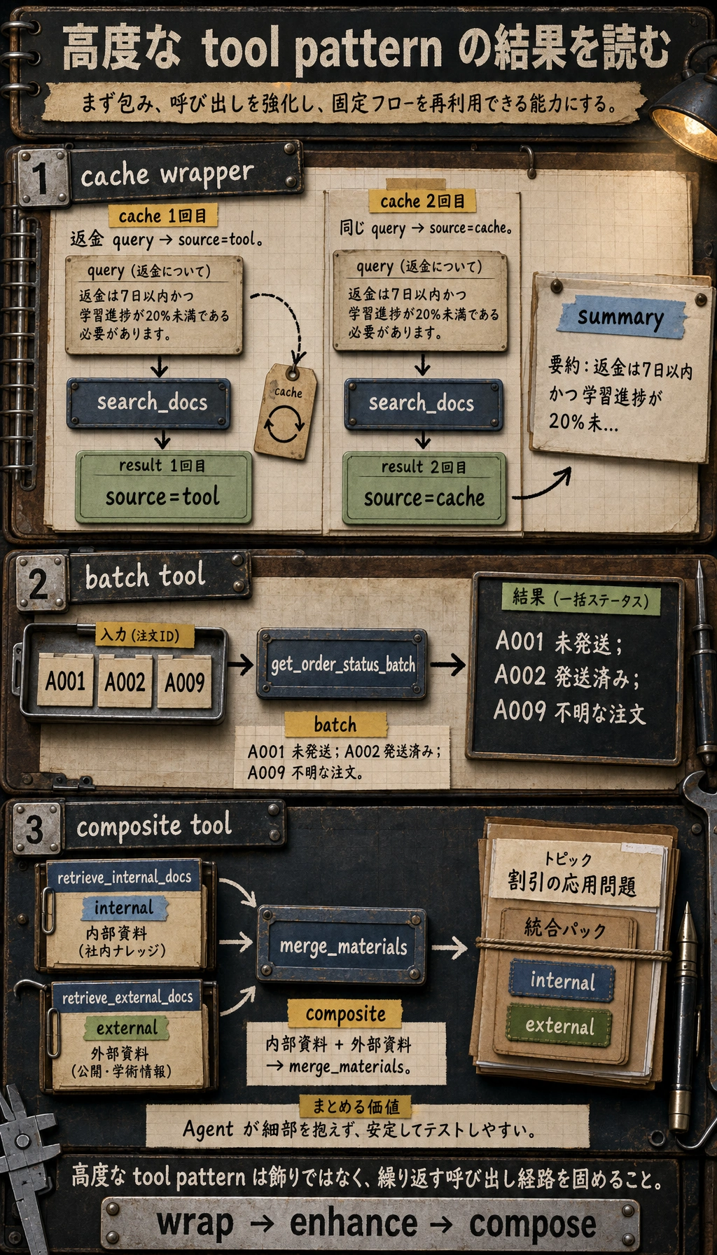 高度な tool pattern の実行結果図