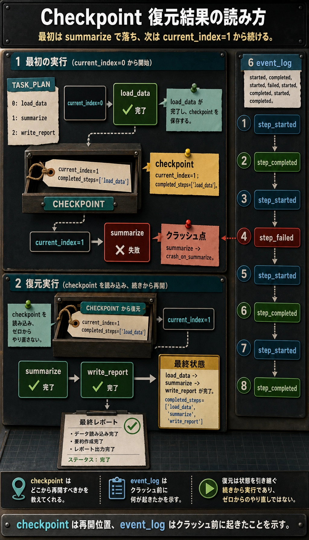 Agent Checkpoint 復元実行結果図