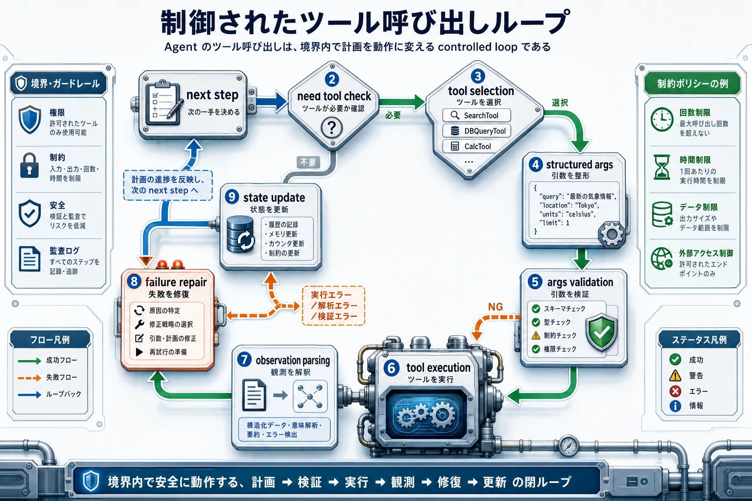 Agent controlled tool-calling closed loop diagram