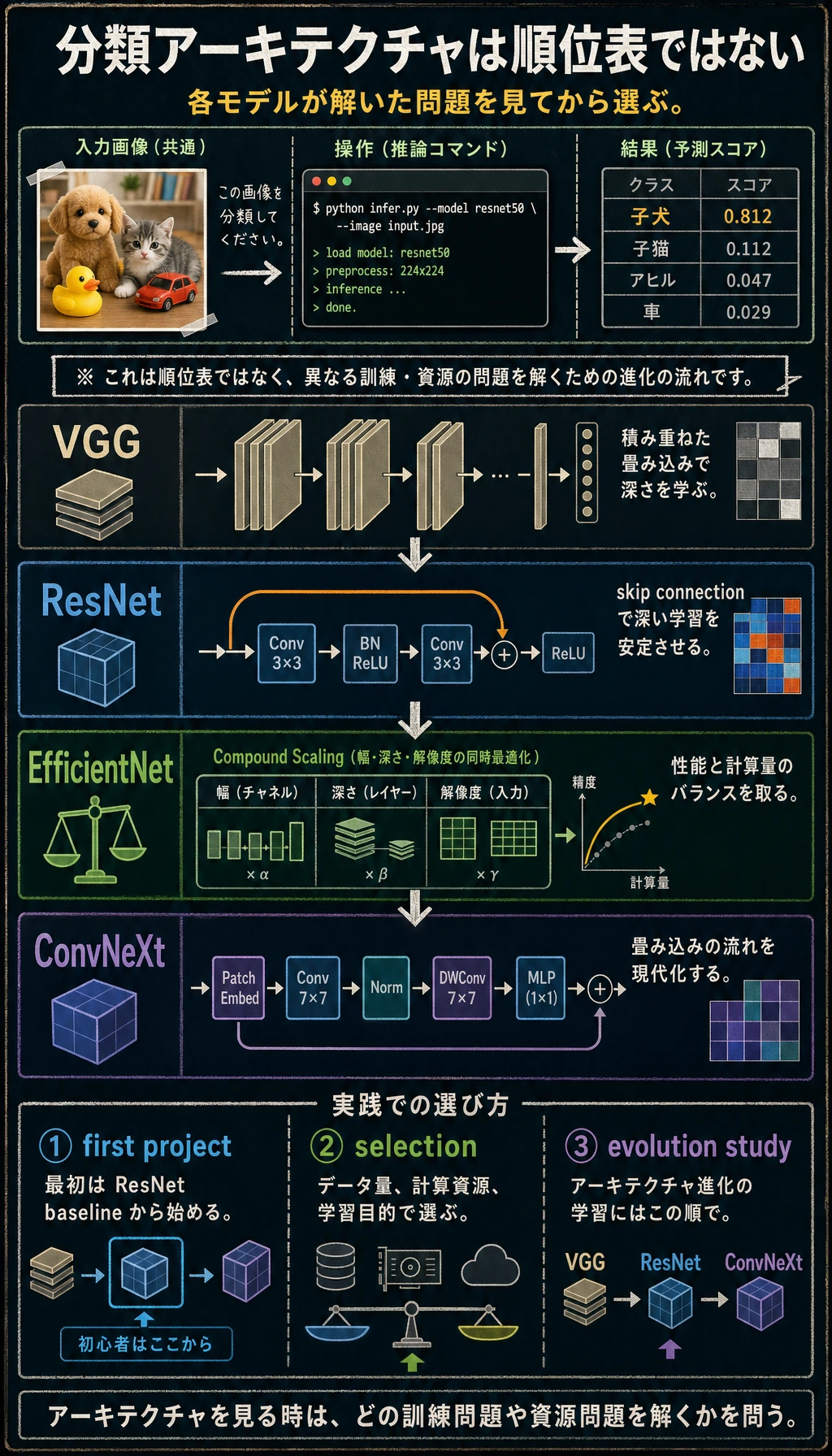 Image classification architecture evolution map