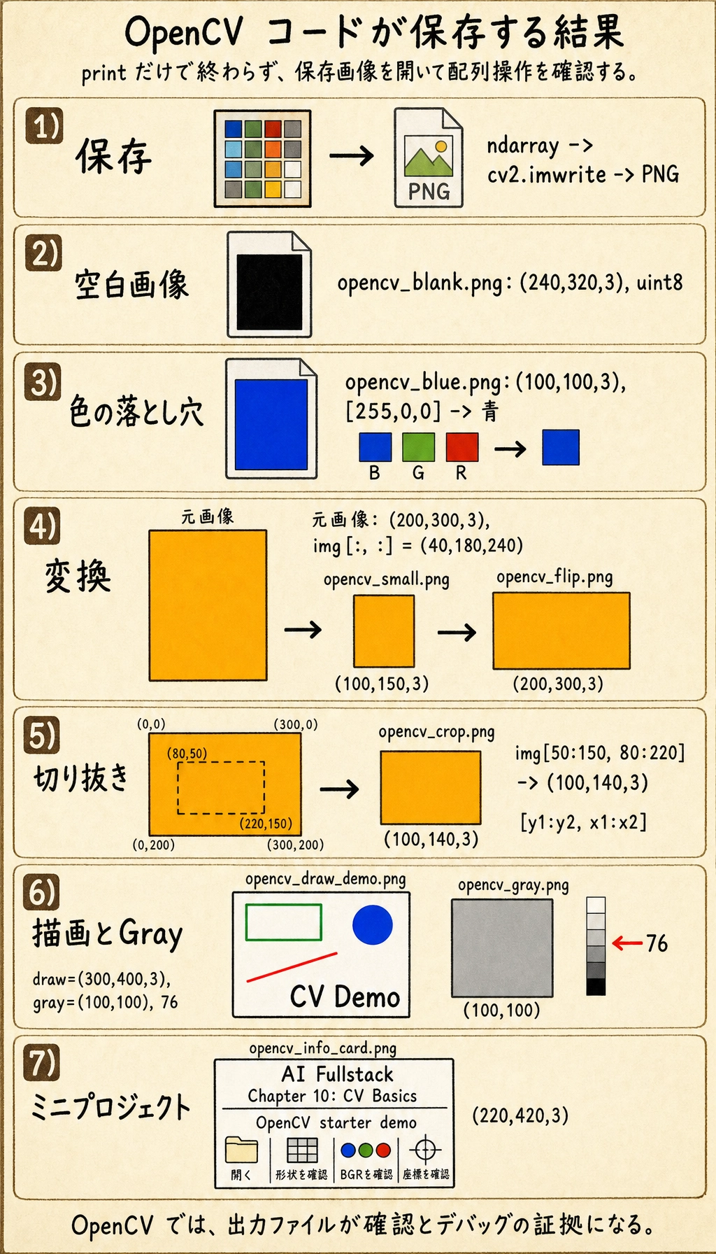 OpenCV 基本操作の保存結果図