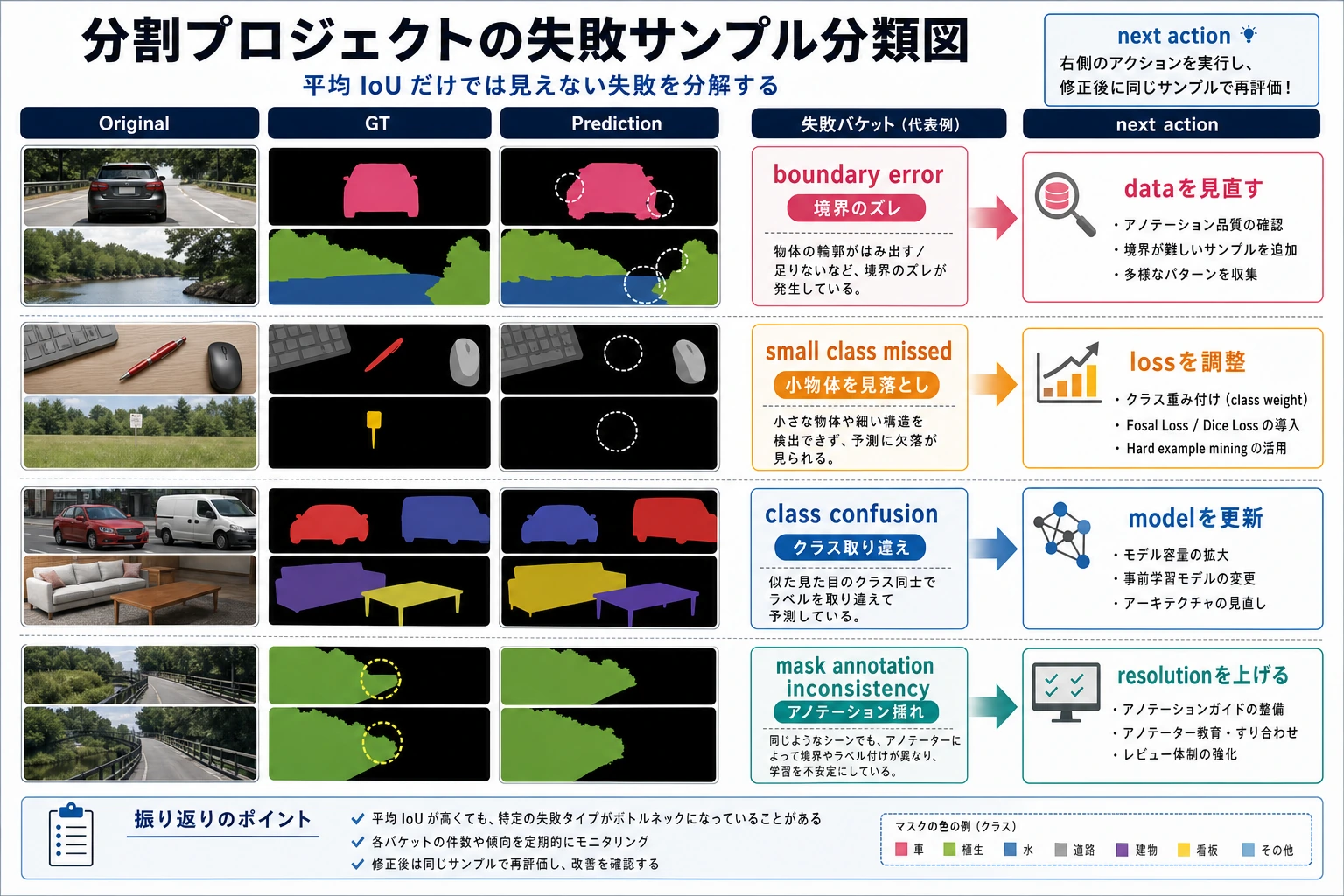 分割プロジェクトの失敗サンプル分類図