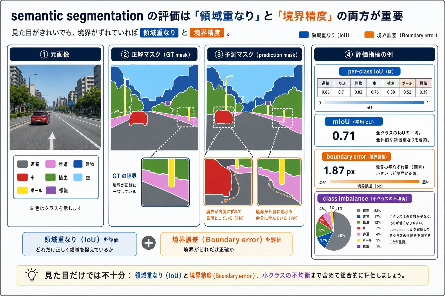 Semantic segmentation IoU and boundary map