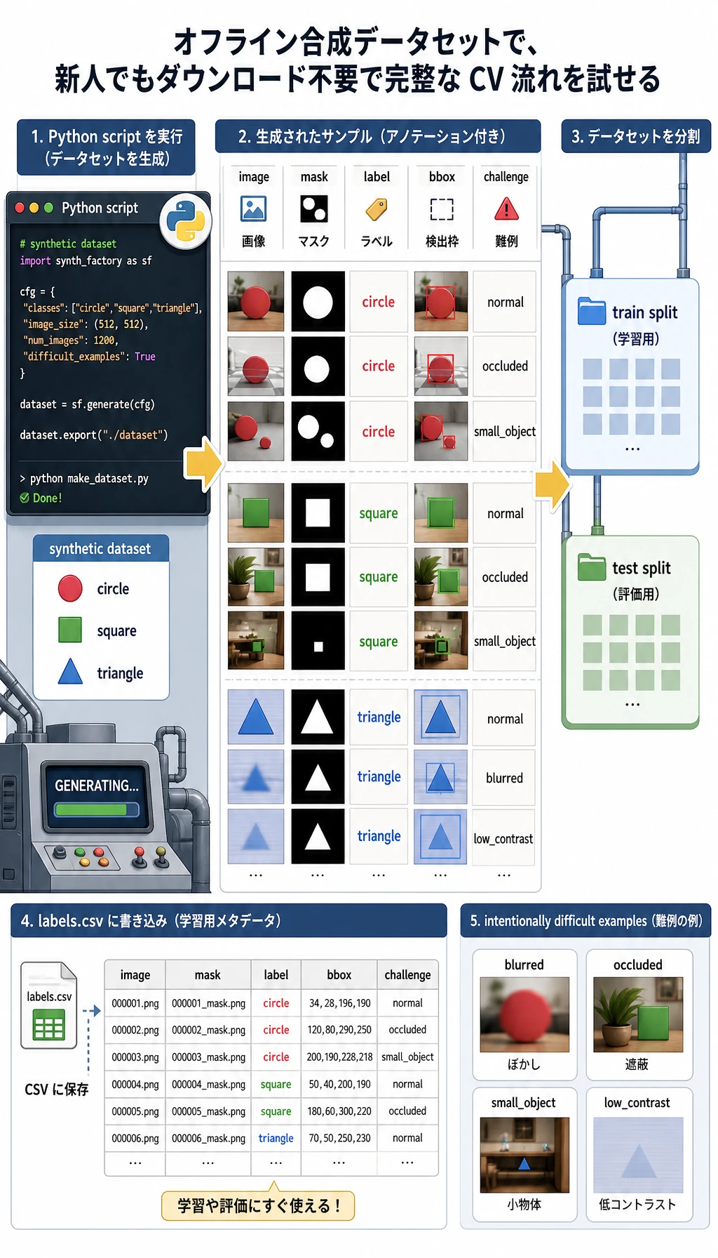 合成ビジョンデータセット生成図