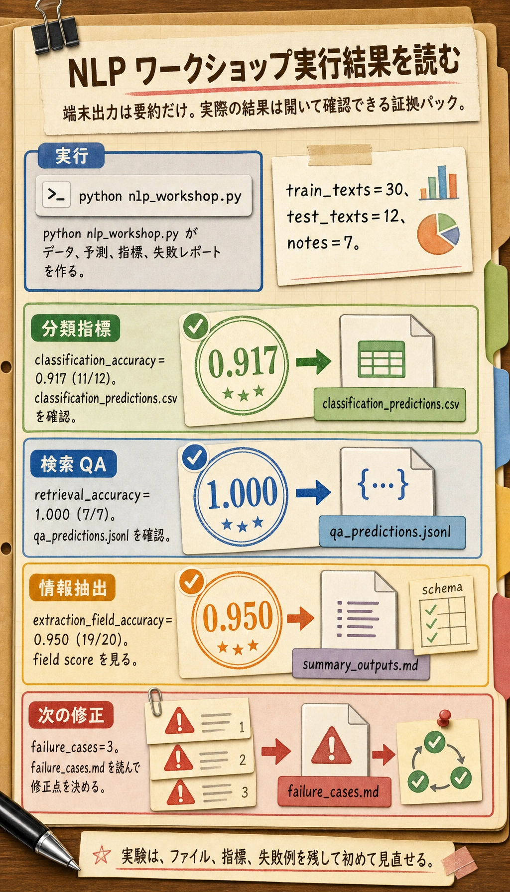 NLP ワークショップ実行結果の証拠図