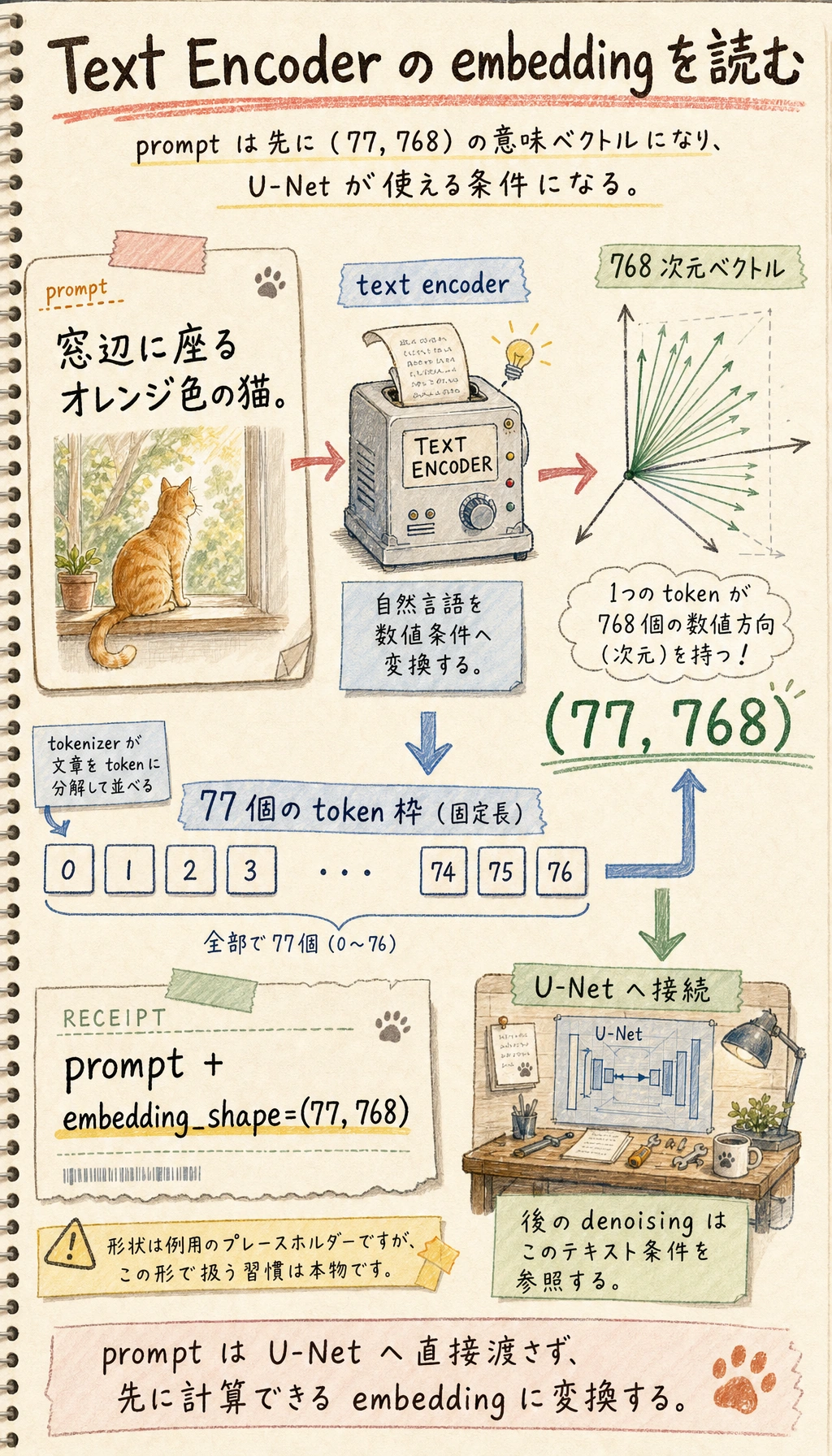 Stable Diffusion text encoder embedding 実行結果図