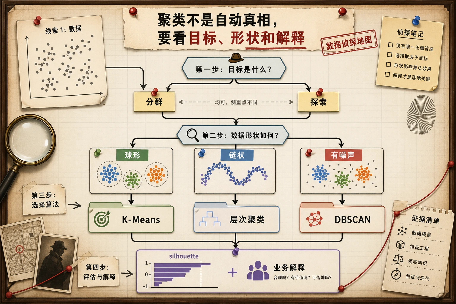 聚类算法选择流程图