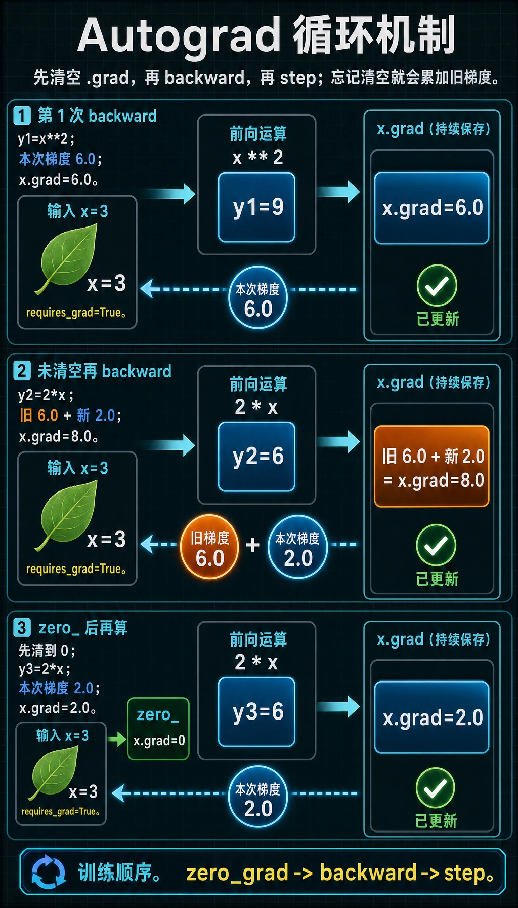 Autograd 梯度累积机制图