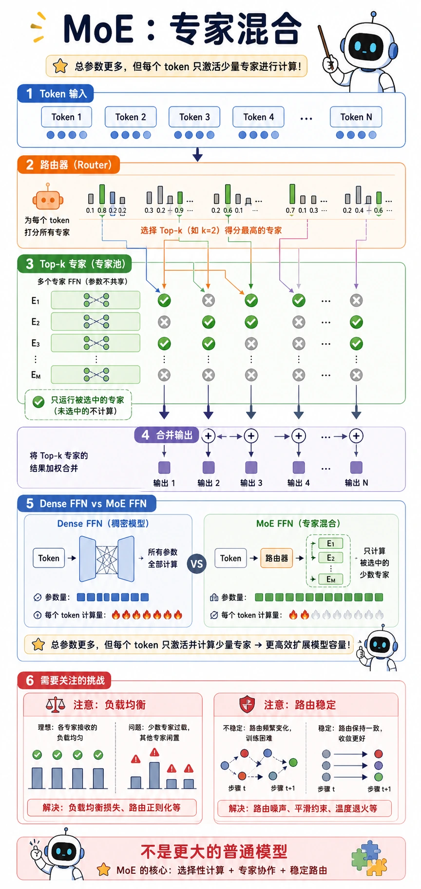 MoE token 路由与专家激活图