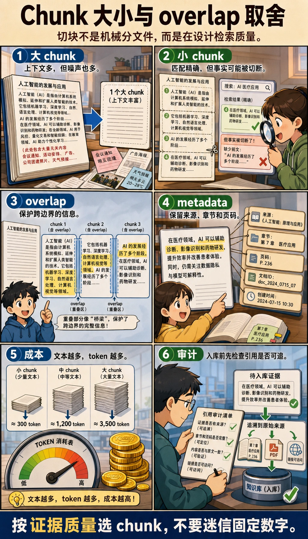 Chunk 大小与 overlap 取舍图