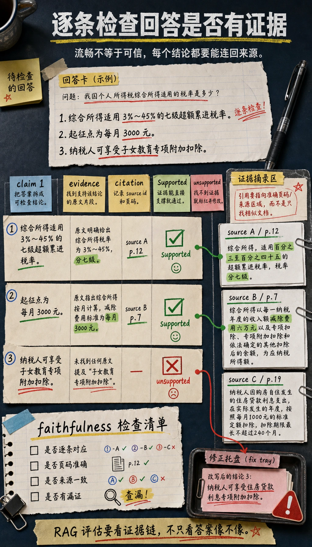 Faithfulness 与引用真实性检查图