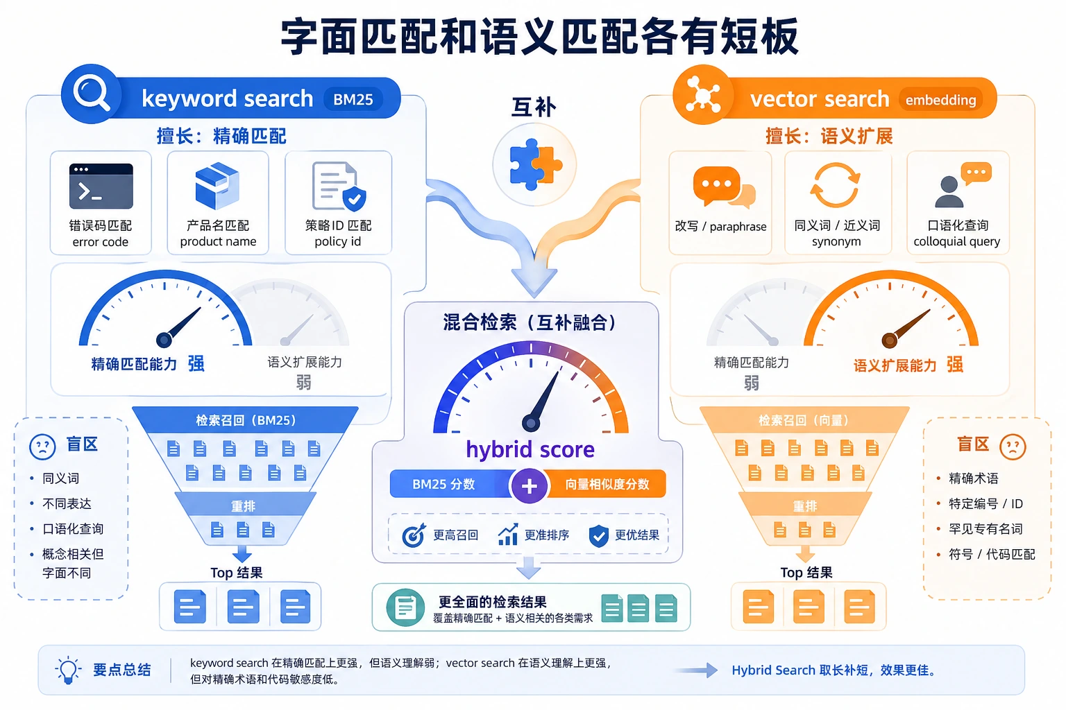 关键词检索与向量检索盲区图