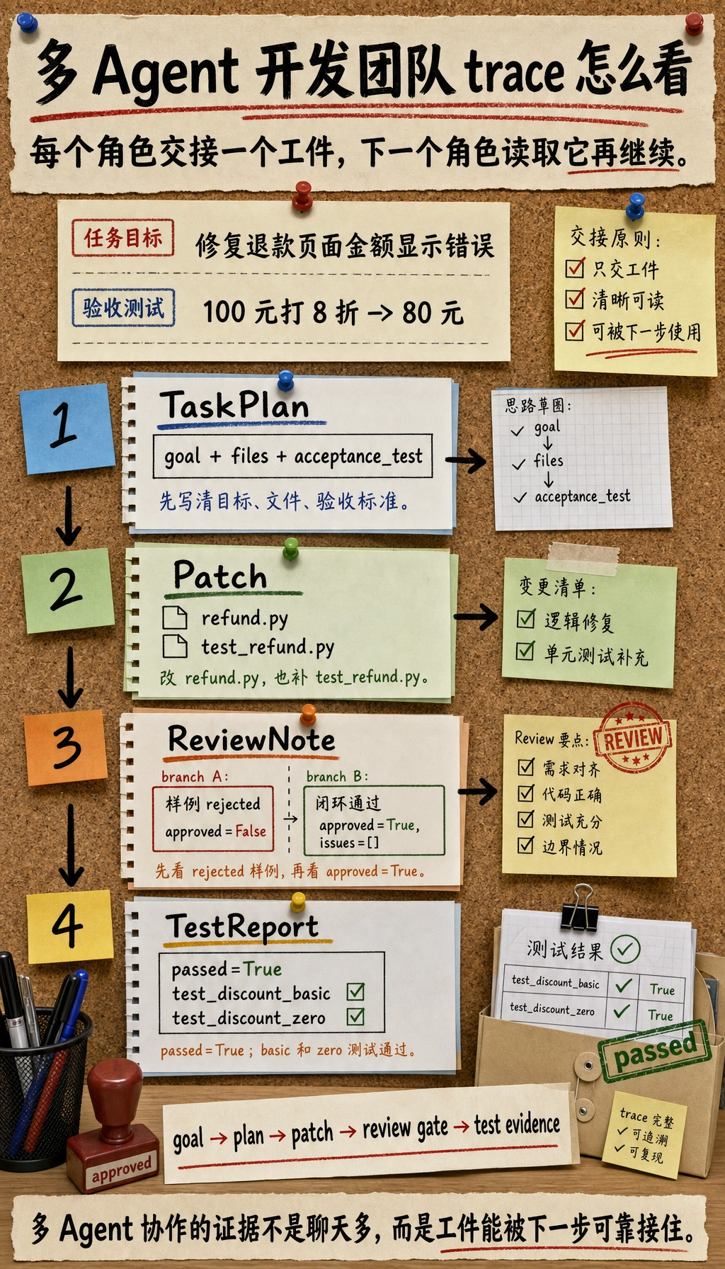 多 Agent 开发团队工件 trace 结果图