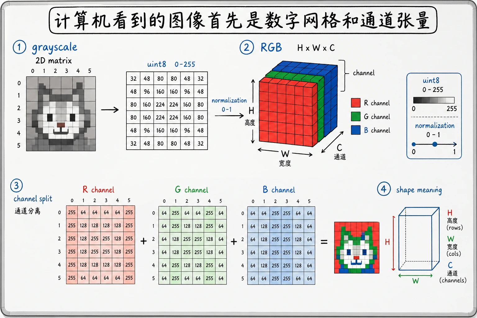 图像数组形状与通道图