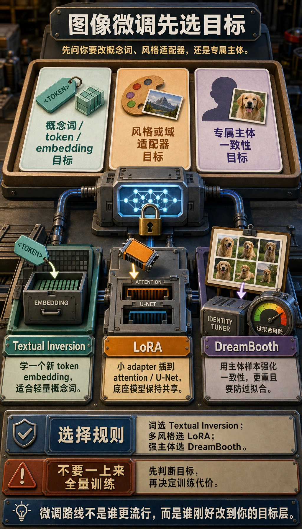 Stable Diffusion 微调路线选择图