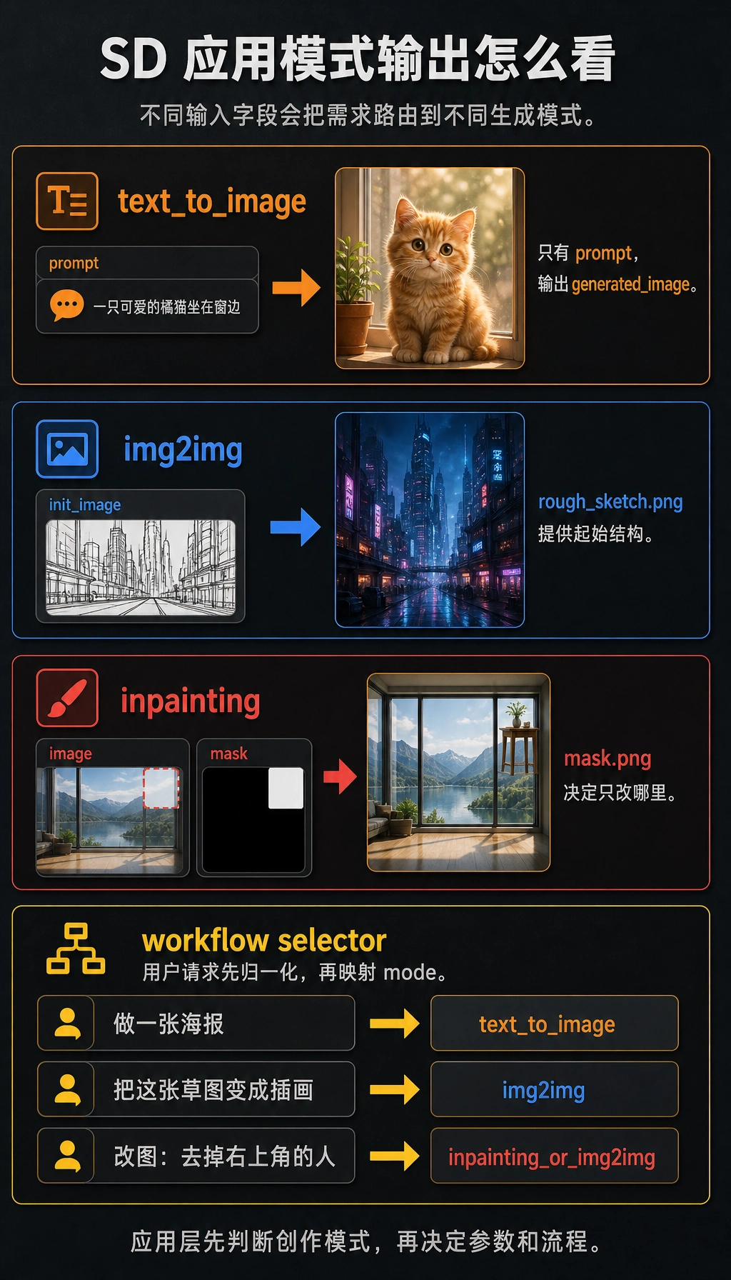 Stable Diffusion 应用模式输出对比图