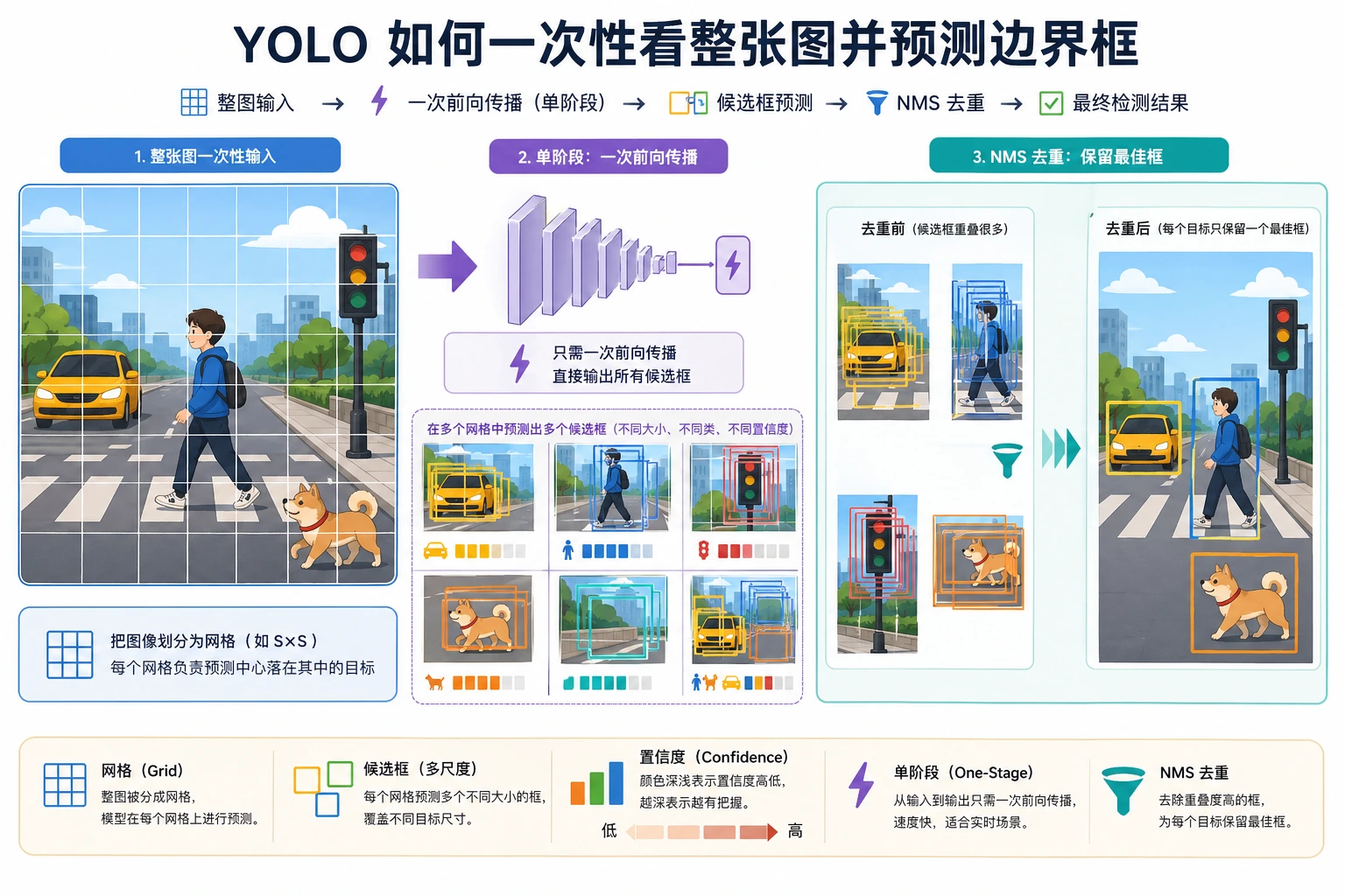 YOLO 网格检测流程图